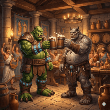 Les deux Ogres font la fête dans la taverne